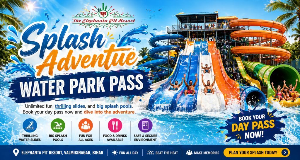 Wave Pool and water slides at Elephanta Water Park